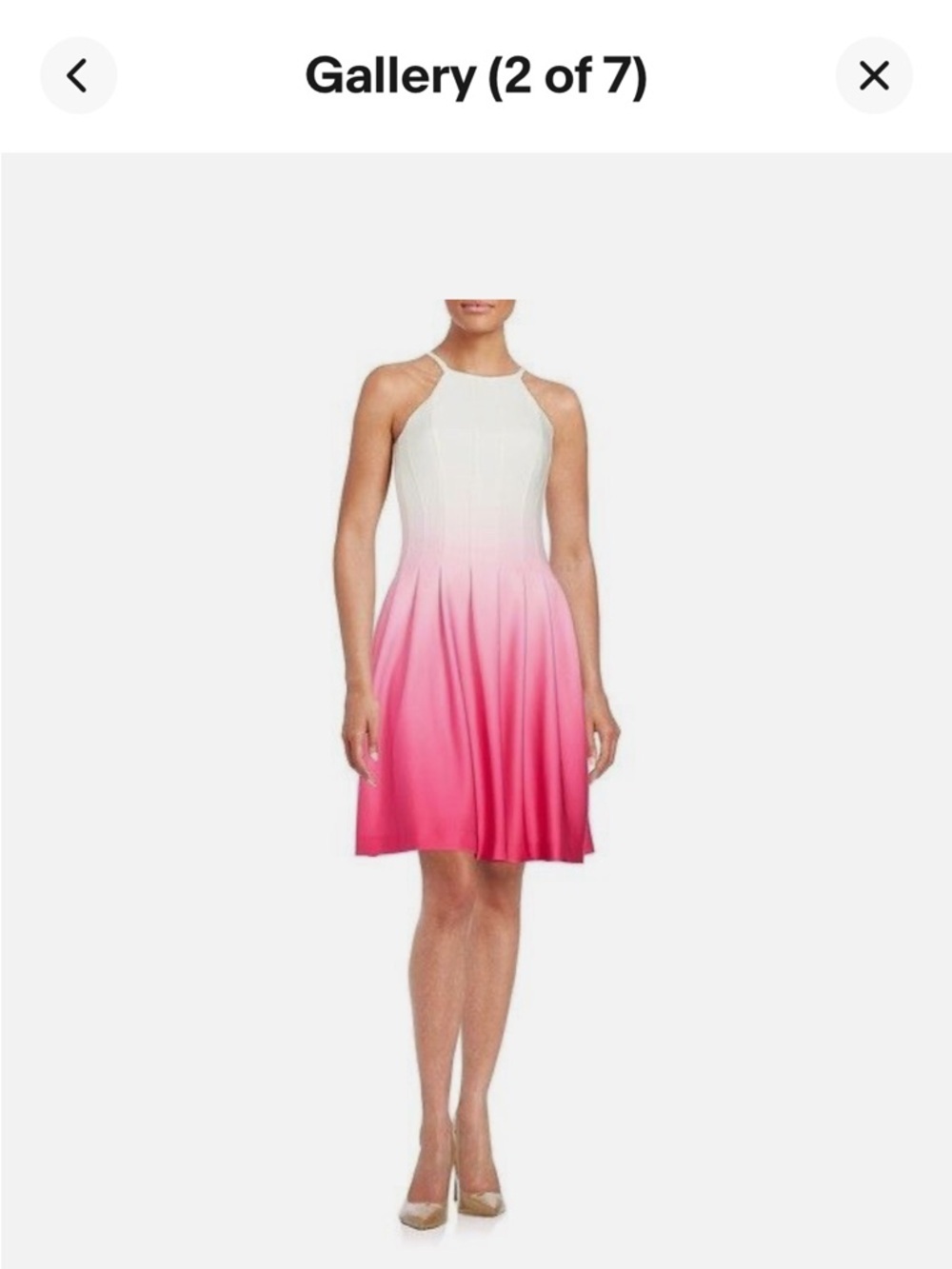 Calvin Klein White to Pink Ombre Halter Mini Dress